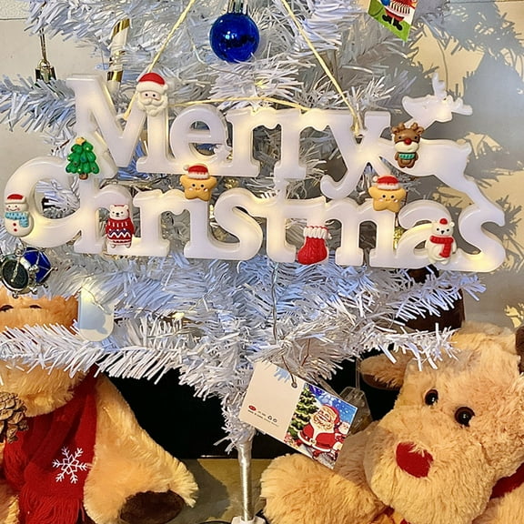 Lwlmwt Lighted Merry Christmas Sign Letters Lights Hanging LED Christmas Welcome Sign Decorations Indoor Outdoor for Front Door Window Wall DIY Wreath Bar Party Home Decor