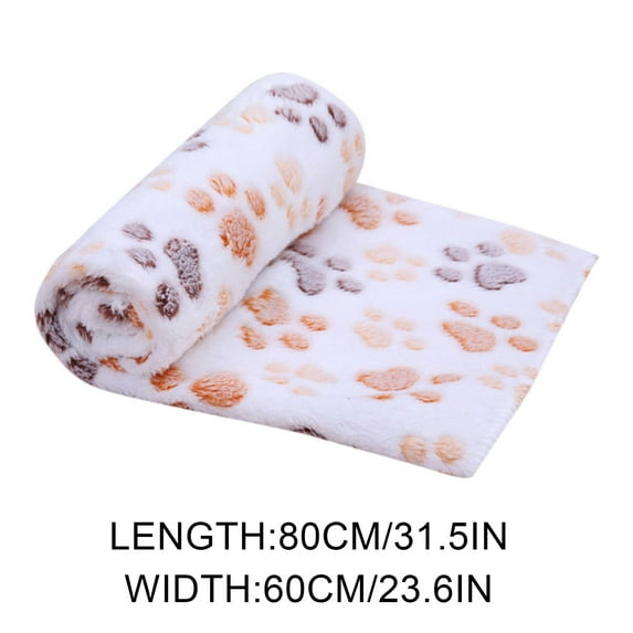 Lwlmwt PetAmi Dog Blanket with Beige Footprints,Double-sided Blanket for Keeping Dogs Warm,Soft Throw Plush Reversible Washable Blanket