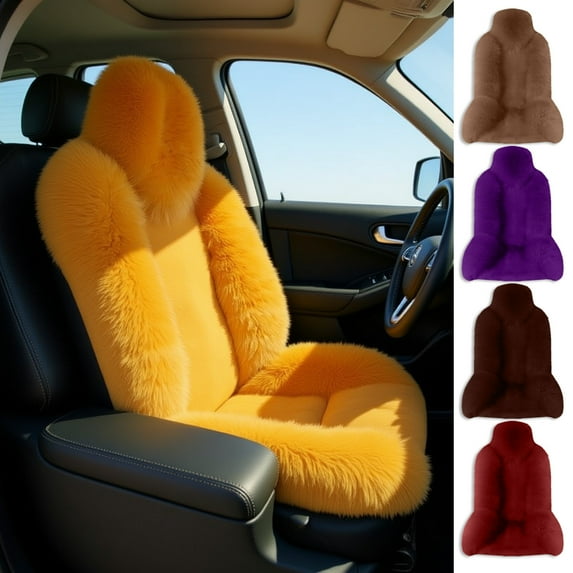 Lwlmwt Plush Car Seat Cushion Faux Long Pile Car Seat Cover Fluffy and Soft Warm Seat Pad Fits Most Cars, Car Accessories