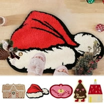 Lwlmwt Plush Christmas Rug Festive-Themed Decorative Carpet Non-Slip and Stain-Resistant Ideal for Entryways, Bedrooms, and Christmas Decorations