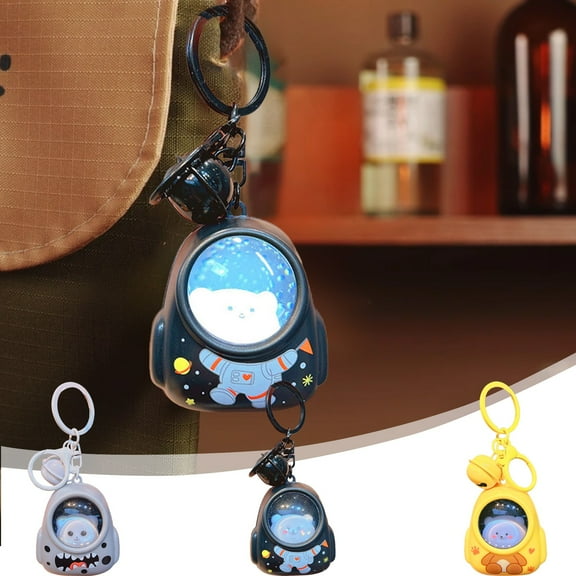 Lwlmwt Romantic Starry Sky Backpack,Astronaut Keychain,Car Bag,Small Pendant,Cartoon Key Holder with Bell Ornament,Romantic Star Sky Design with LED,Small Portable Pendant Gift