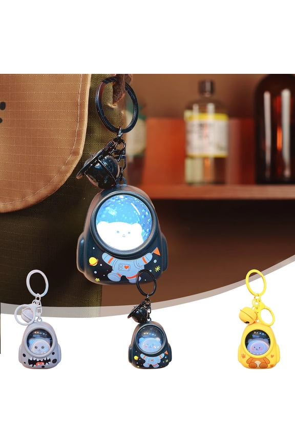 Romantic Starry Sky Backpack,Astronaut Keychain,Car Bag,Small Pendant,Cartoon Key Holder with Bell Ornament,Romantic Star Sky Design with LED,Small Portable Pendant Gift