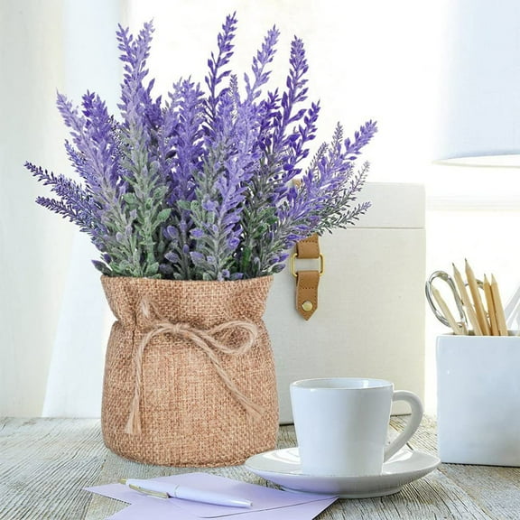 Lwlmwt Simulated Green Plant Potted Lavender Home Mini Ornaments,Artificial Pot Flowers Small Fake Plants,For Home Decor Party Wedding Garden Table Office Patio