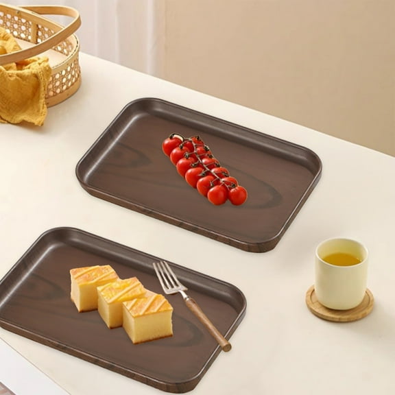 Lwlmwt Solid Wood Serving Tray,Wood-grain Imitation Tray,Square Plate, Pastry Storage Tray,for Home Kitchen Restaurant