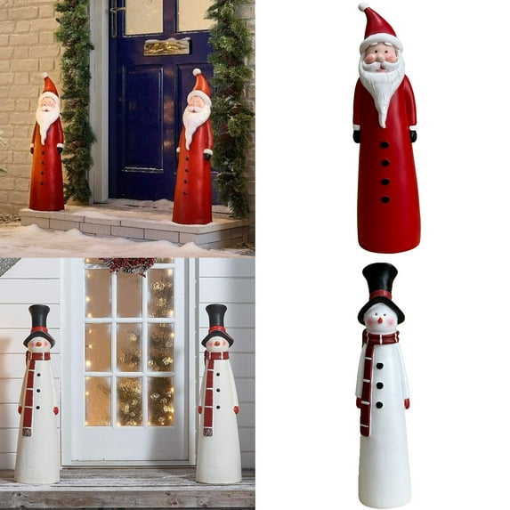 Lwlmwt Top Hat Snowman & Santa Claus Sculpture 12-Inch Christmas Decoration Perfect for Porches, Home Decor