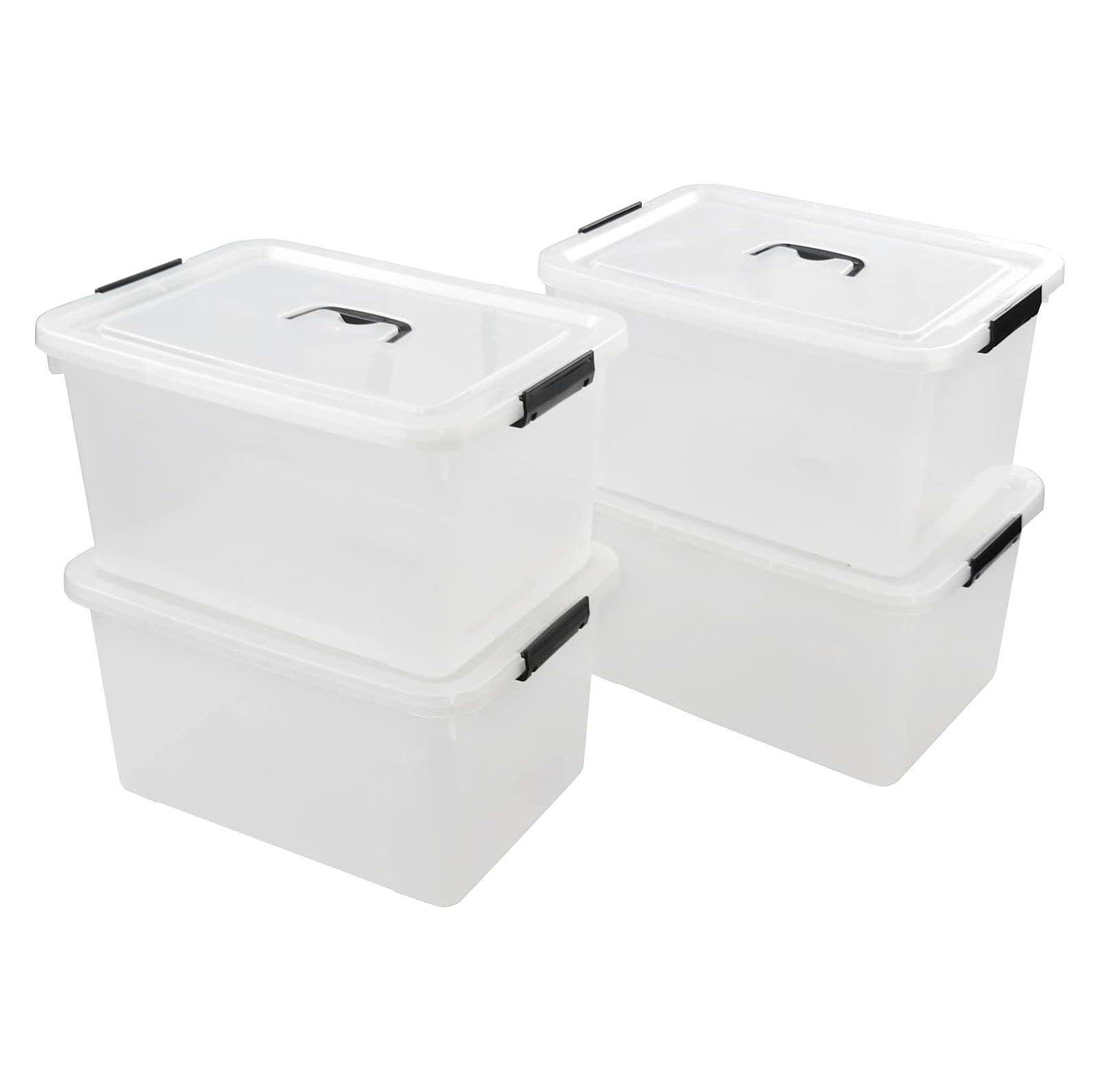 Lwory 17.5 L Clear Storage Box, Plastic Storage Bins with Lids, 4-Pack ...