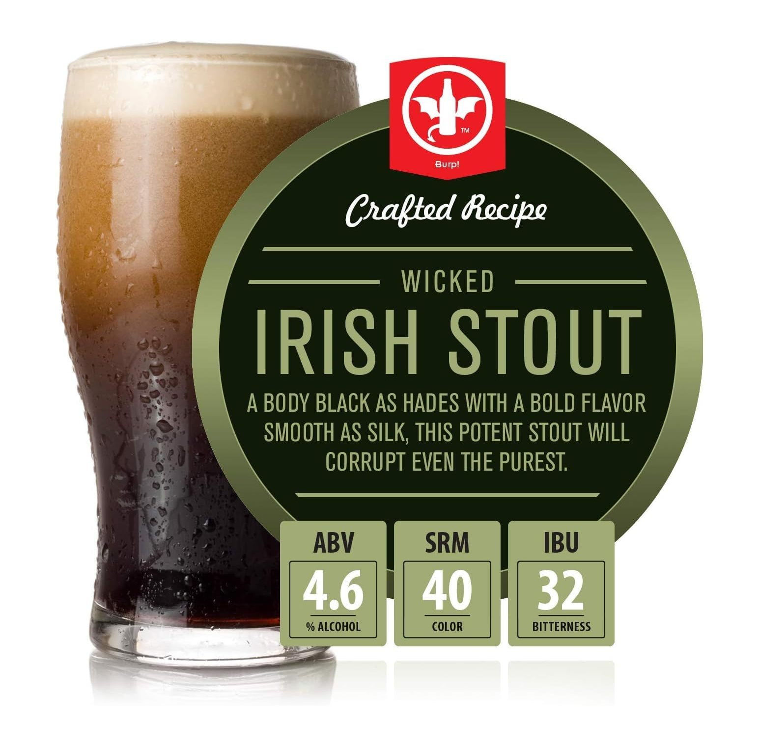 Lwory 2 Gal. Wicked Irish Stout Beer Recipe Kit Makes a WickedGood 4