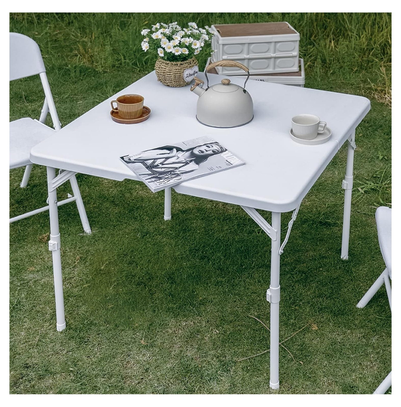 Lwory 34'' Square Folding Card Table with 2 Heights Adjustable