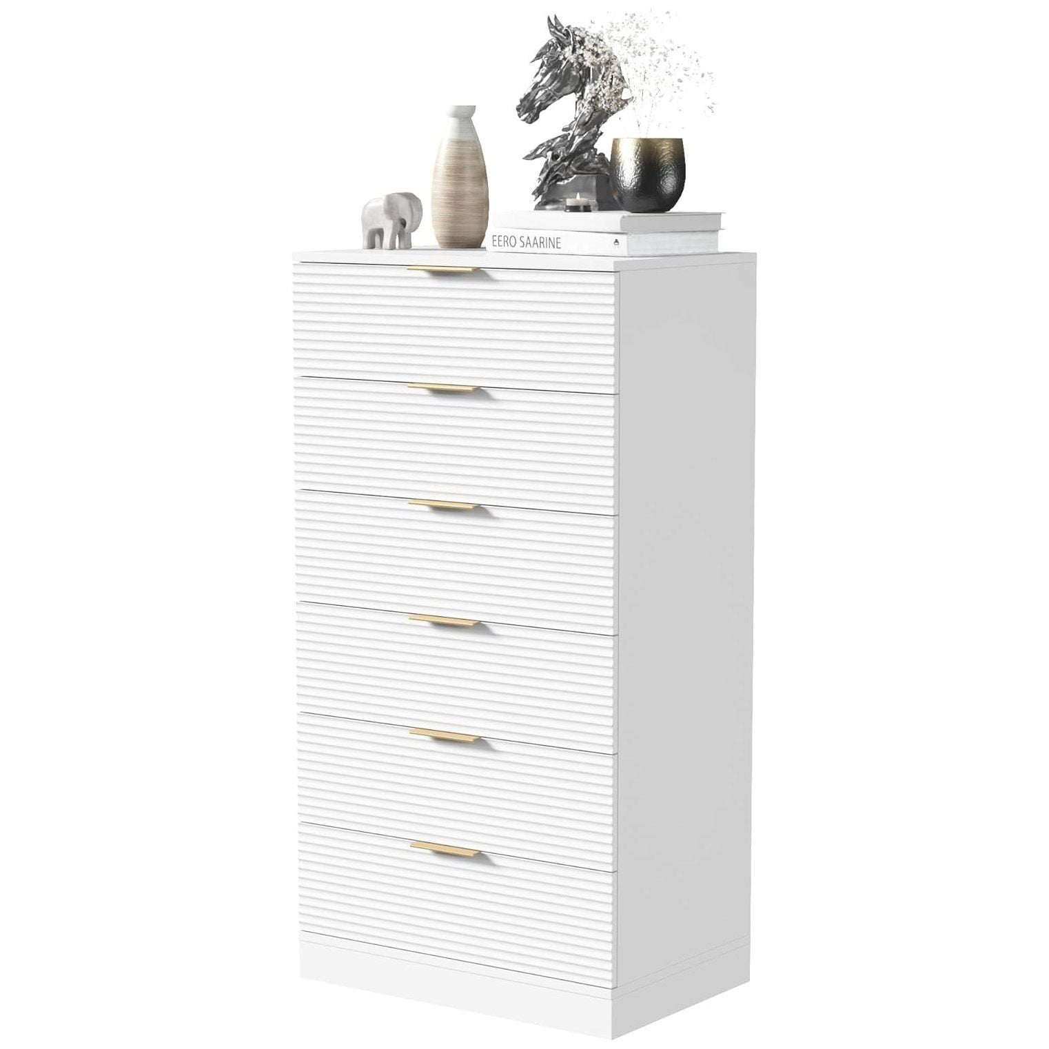 Lwory 6 Drawer Dresser, Tall White Dresser with Large Storage Space ...