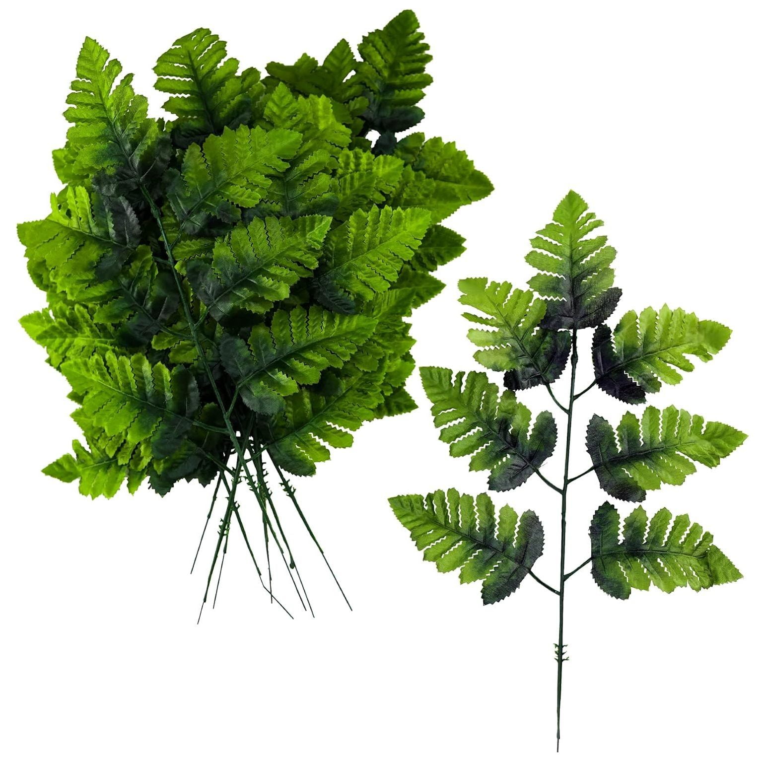 Lwory Artificial Silk Leather Leaf Fern, 16Inches Long, 24Pack