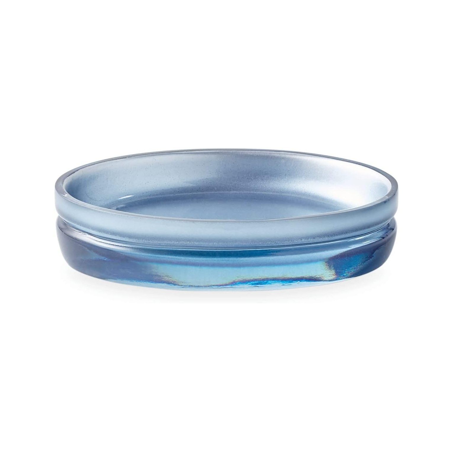 Lwory Blue Soap Dish for Bathroom Vanity Countertop Metallic Finish