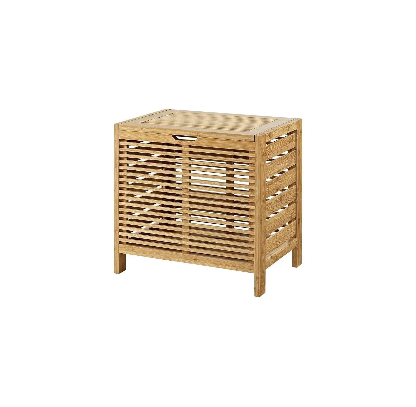 Bracken Natural Bamboo Upright Hamper with Safety Lid