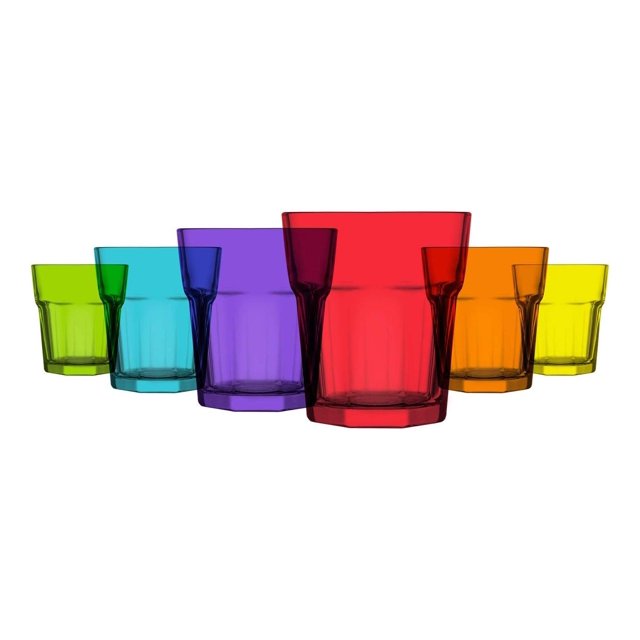 Lwory Colored Drinking Glasses Set of 6 Colored Glass Cups 10.25 Oz