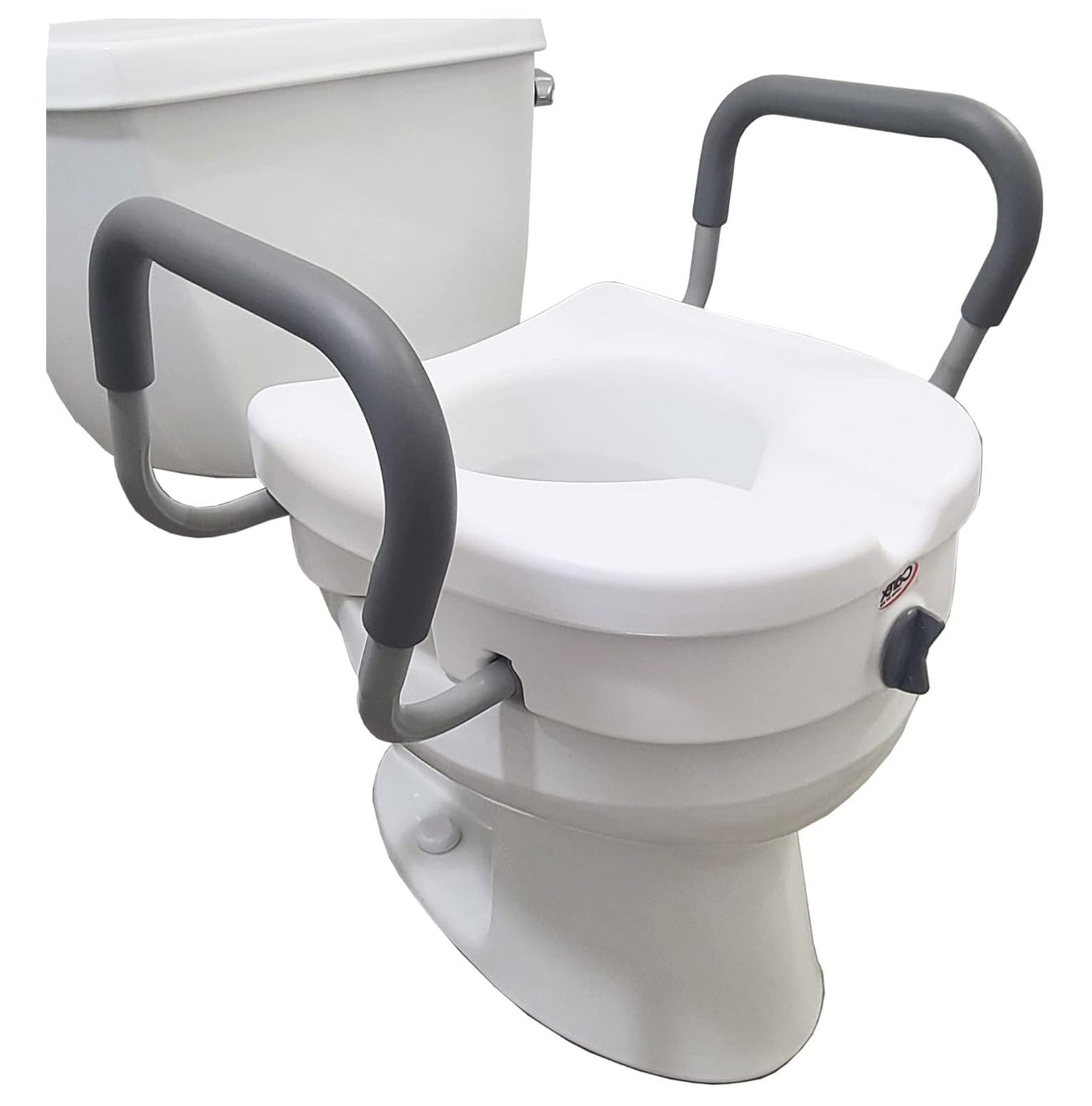 Lwory E-Z Lock Raised Toilet Seat With Handles, 5" Toilet Seat Riser with Arms, Fits Most Toilets, Handicap Toilet Seat