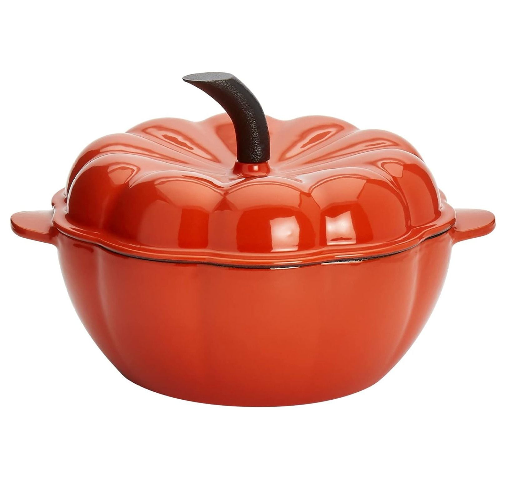 Lwory Enameled Cast Iron Pumpkin Dutch Oven, 2quart
