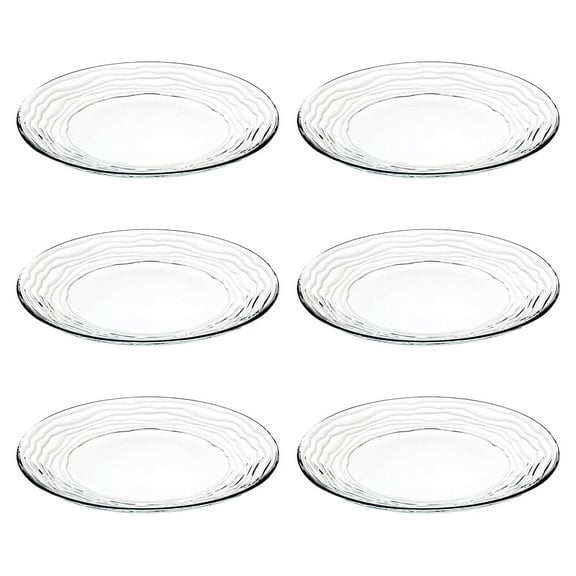 Lwory - European - Glass - Dinner - Plate - Artistically Designed - 11" Diameter - Set of 6 - Made in Europe