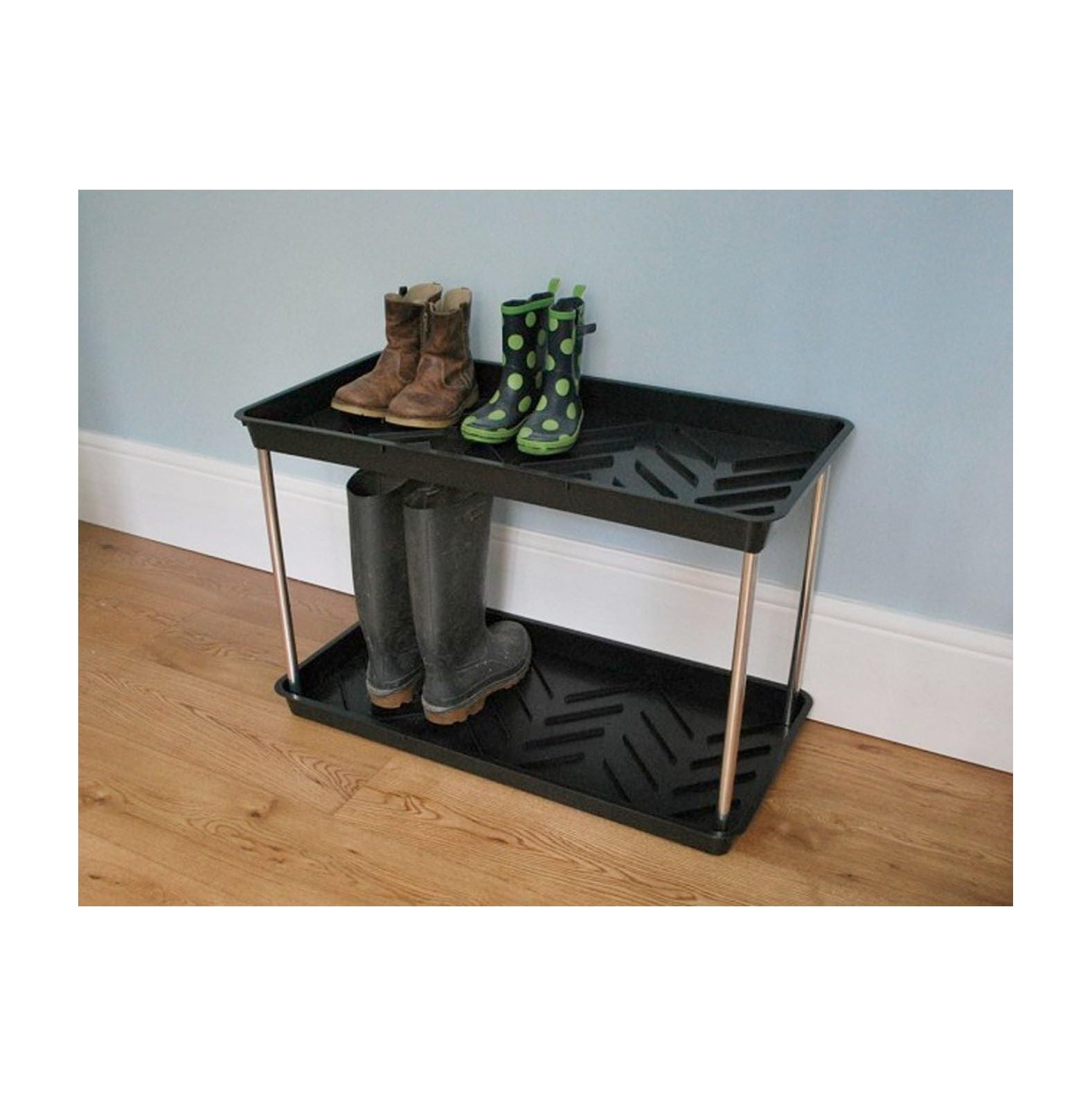 Lwory GP105B Black 2Tiered Recycled Plastic Boot Tray