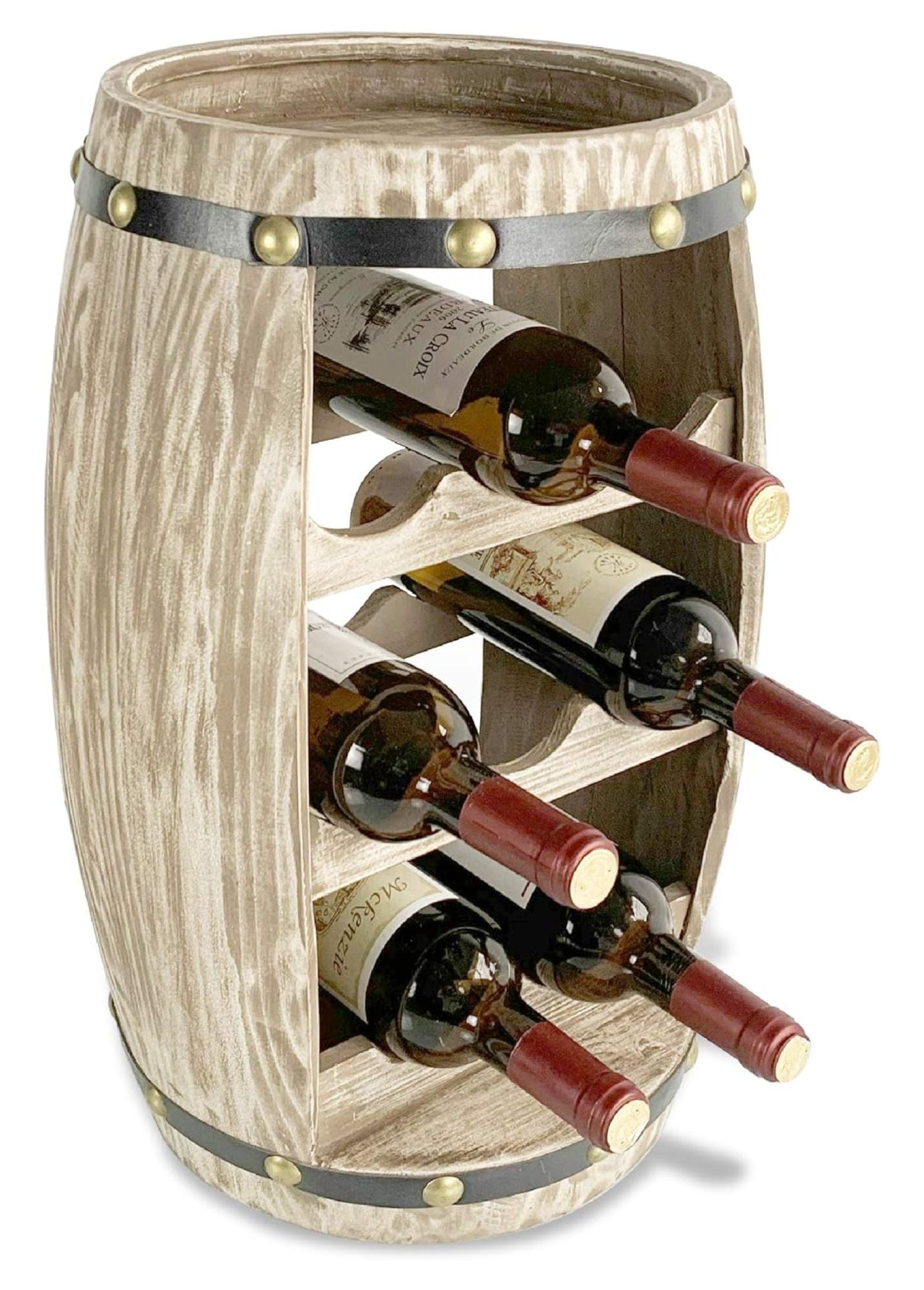 Lwory Modern Alexander Wine Rack Freestanding Wooden Barrel Wine Holder for 8 Wine Bottles Bottle Rack Floor Stand Rustic Countertop Wine Storage Shelf Organizer for Wine Bar Home Decor Walmart