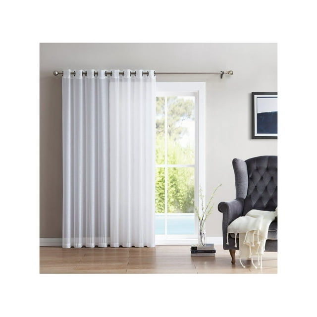 Lwory One Panel Extra Wide Sheer Voile Patio Door Grommet Curtain Panel