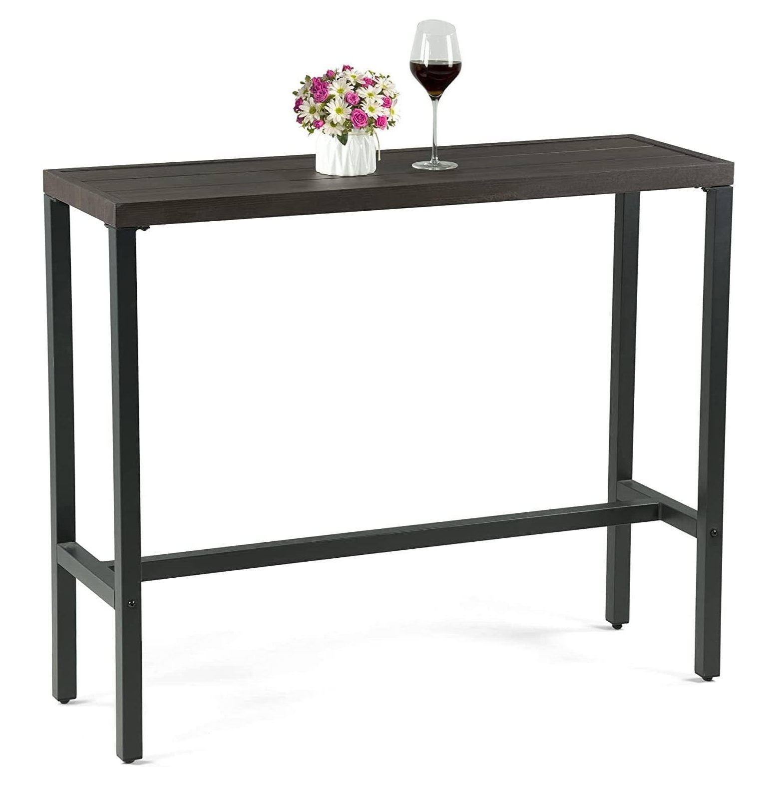 Lwory Outdoor Bar Table,45"X14" X38", Rectangular Metal Counter Height