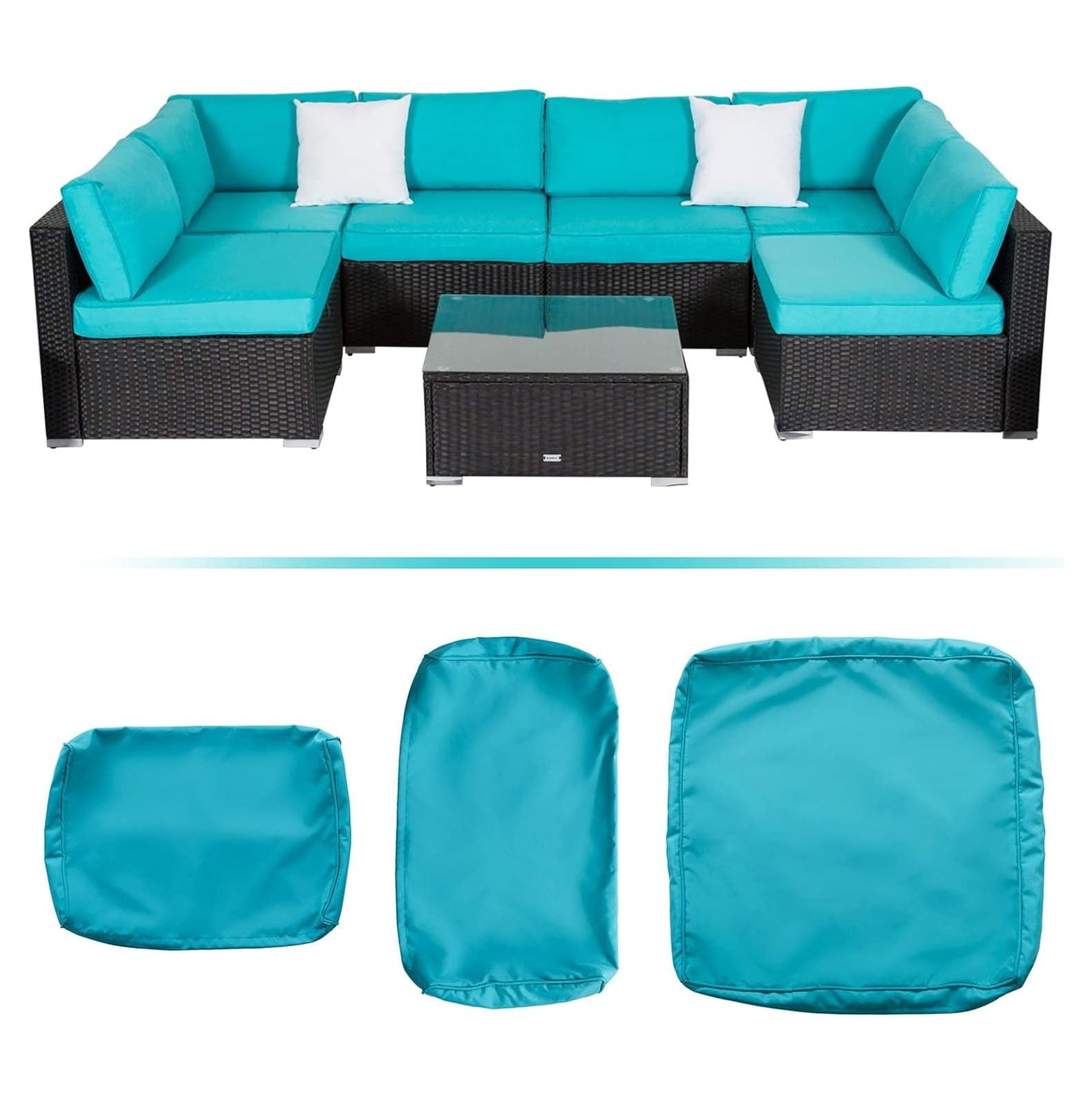 Lwory Patio Furniture Cushion Replacement Covers for 7 PCs Outdoor