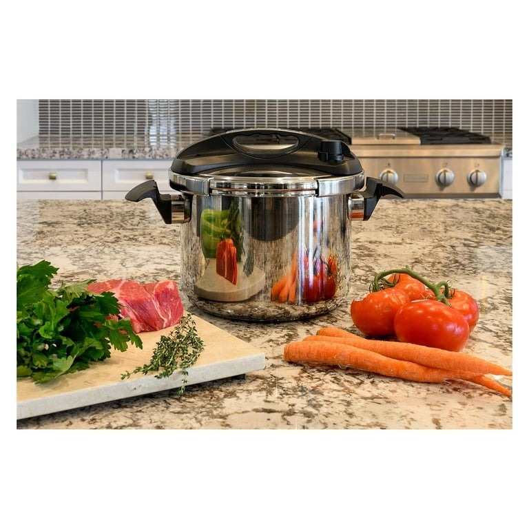 Lwory Pressure Cooker Stovetop Turbo 8 Quart with Easy Lock Lid 18 8 Stainless Steel 8QT Recipe Book Fast Cooking Stove