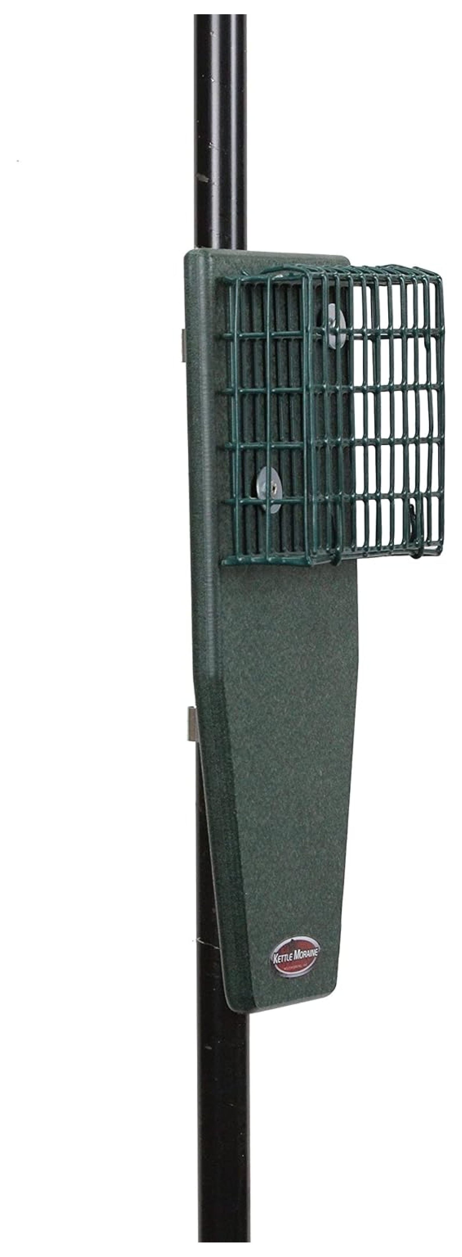 Lwory Recycled Pole Mount Single Suet Cake Feeder w/ Woodpecker Tail