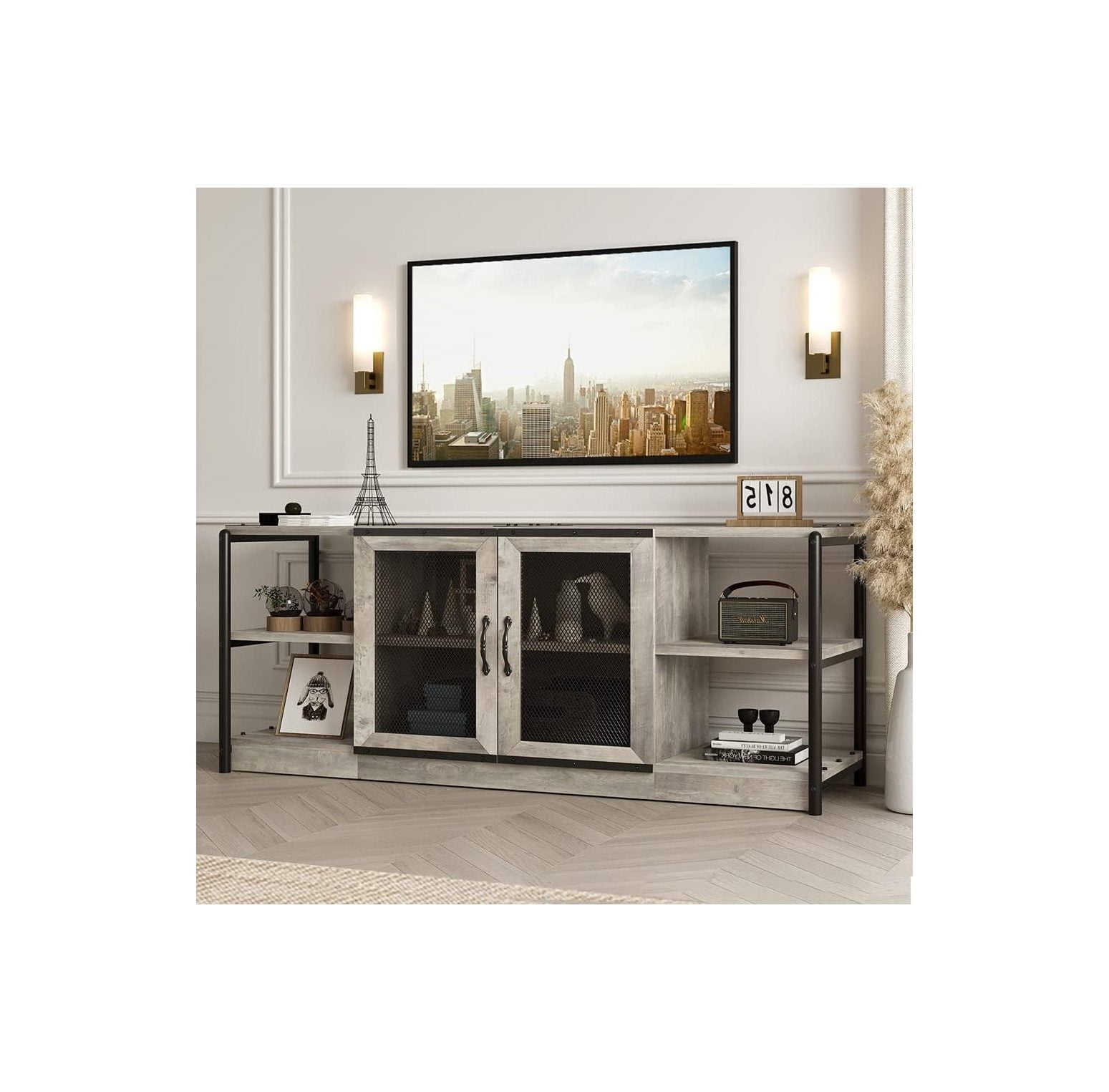 Lwory TV Stand for 65+ Inch TV, Industrial Entertainment Center TV Media Console Table