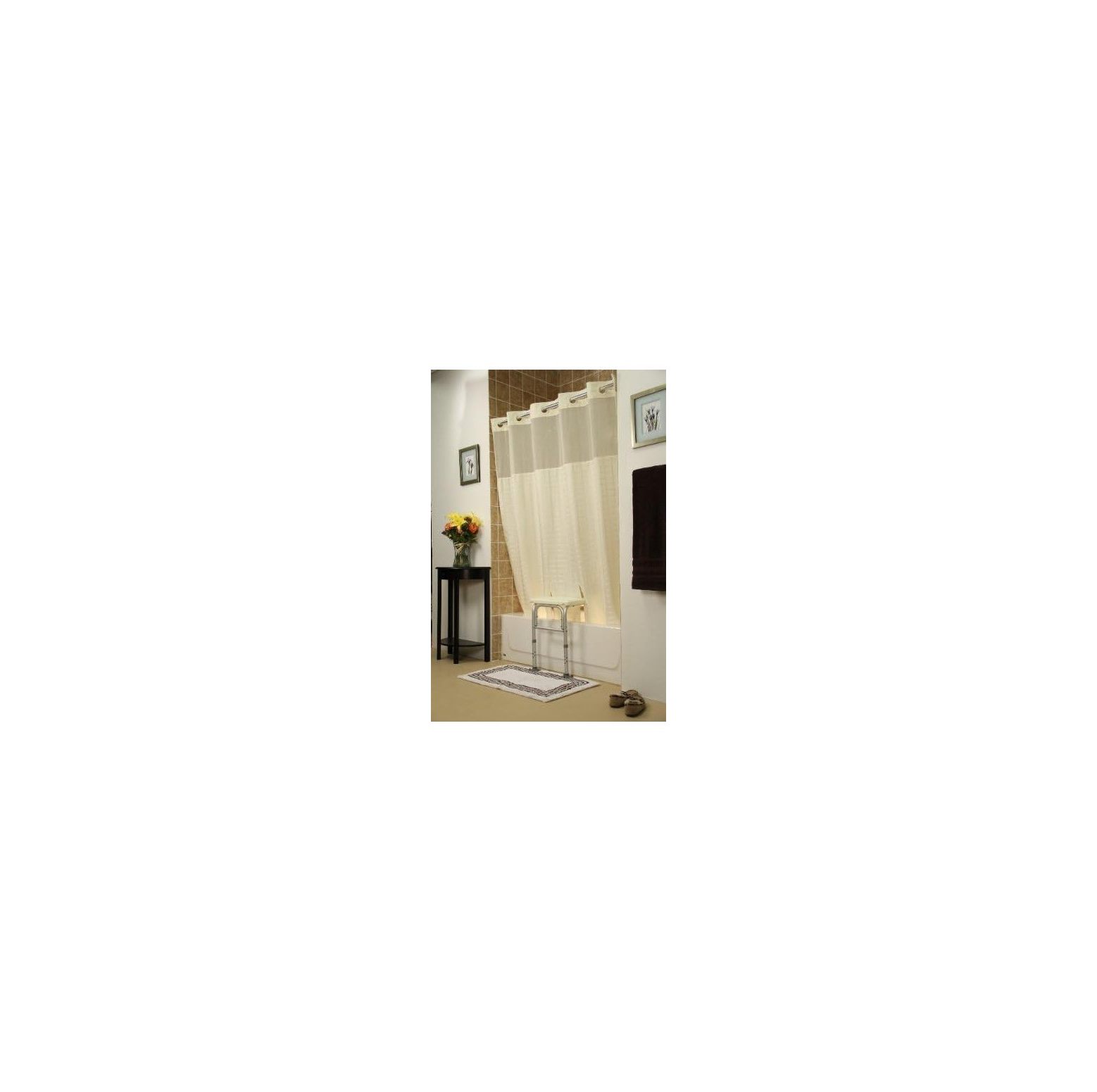 Lwory Whitaker Transfer Bench Shower Curtain White