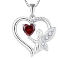 thumbnail image 1 of Lwsary Guardian Angel Necklace 925 Sterling Silver Heart Angel Wings Necklace Garnet Pendant January Birthstone Jewelry for Women C87, 1 of 2