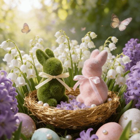 Lwzlh Mini Easter Fluffy Bunny Decor, Easter Spring Decor, Spring Table Centerpiece, Indoor Centerpiece, Tabletop Home Kitchen Shelf Decor, Fluffy Bunny, Family Party Decor,Pink & Green,2PCS