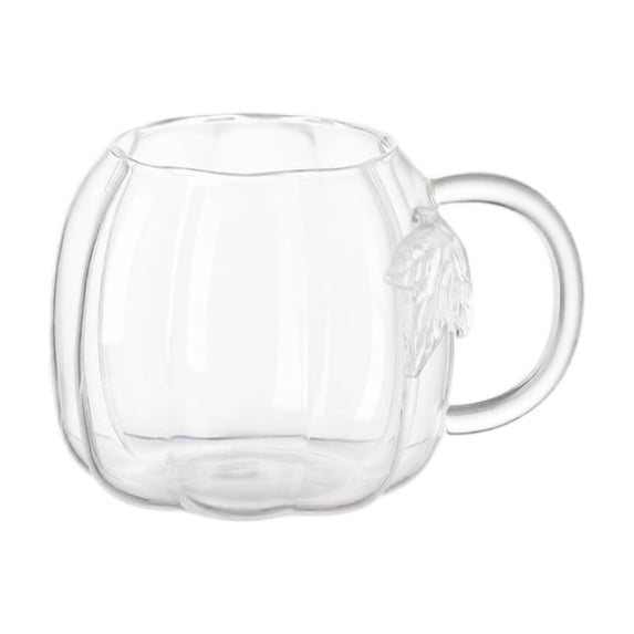 Lwzlh Pumpkin Shaped Drinking Glass Mug, Autumn Halloween Glassware for Coffee and Cocktails, Decorative Beverage Cup for Home Table Decor