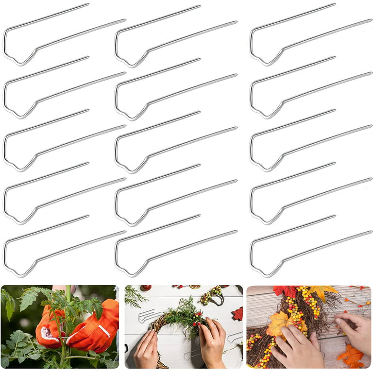120pcs Floral Pins, Greening Pins 1.7 inch U-Shape Floral Fern Pins, Floral U-Pins Craft Pins for Foam, Straw Wreaths, Flower, Plant, DIY Sewing