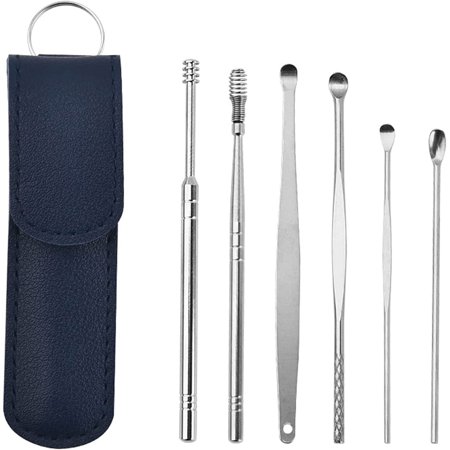 Lxcreat 6 Pcs Blue Ear Pick Earwax Removal Kit Ear Cleaning Tool Set Ear Cleaner Removal Kit