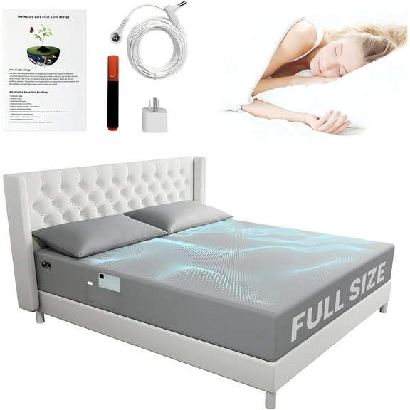 Alow Grounding Sheets Full Size 90% Organic Cotton + 10% Pure Silver Gray Fiber Grounding Sheet Earth Connected Bedding with Grounding Cord Earth Connected Bedding