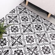 Lxcreat Peel and Stick Floor Tile Flooring Black and White Flower, Vinyl Flooring Self-Adhesive Removable for Bathroom/Kitchen 10 Pcs 11.8-in x 11.8-in