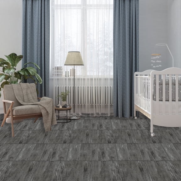 Lxcreat Peel and Stick Floor Tiles Gray Wood Vinyl Flooring, Thicken Self-Adhesive Vinyl Wood Planks - Wear-Resistant, Easy DIY Installl 12-in x 12-in, 10Pcs