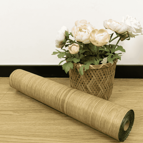 Lxcreat Vinyl Flooring Peel and Stick Roll 118-in x 15.7-in Thicken Self Adhesive Vinyl Floor Tiles Wood Flooring, Brown