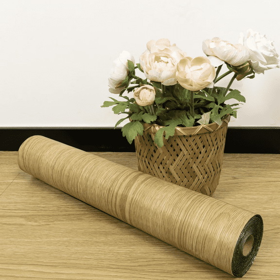 Lxcreat Vinyl Flooring Peel and Stick Roll 118-in x 15.7-in Thicken Self Adhesive Vinyl Floor Tiles Wood Flooring, Brown