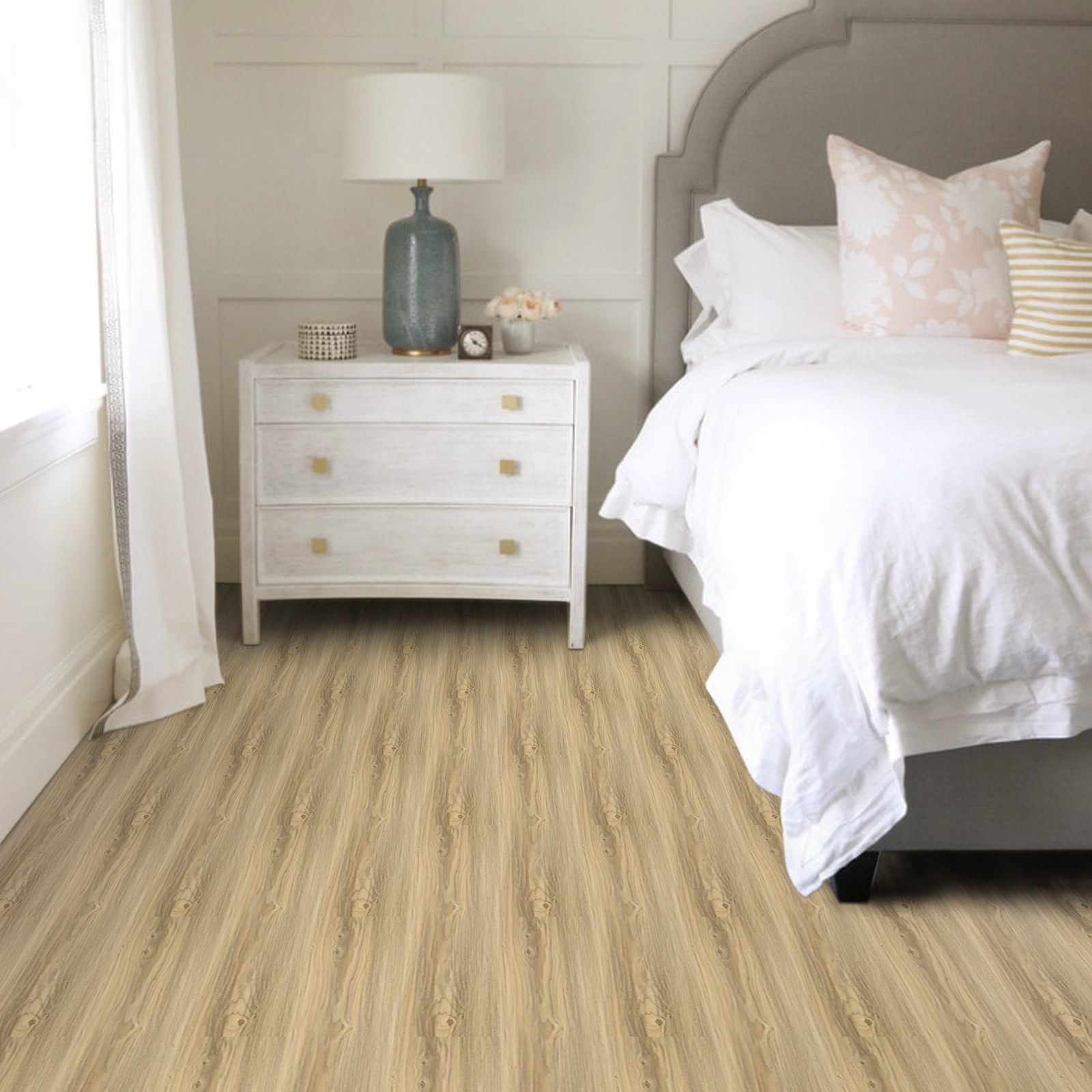 Lxcreat Peel & Stick Vinyl Flooring, 35in x 6in, 10Pcs, Brown Wood, 15 Sq. ft