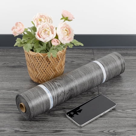 Lxcreat Vinyl Flooring Gray Peel and Stick Roll Thicken Vinyl Floor Tile 118-in x 15.7-in Wood Vinyl Flooring Tile Self Adhesive Wood Grain Floor Tile