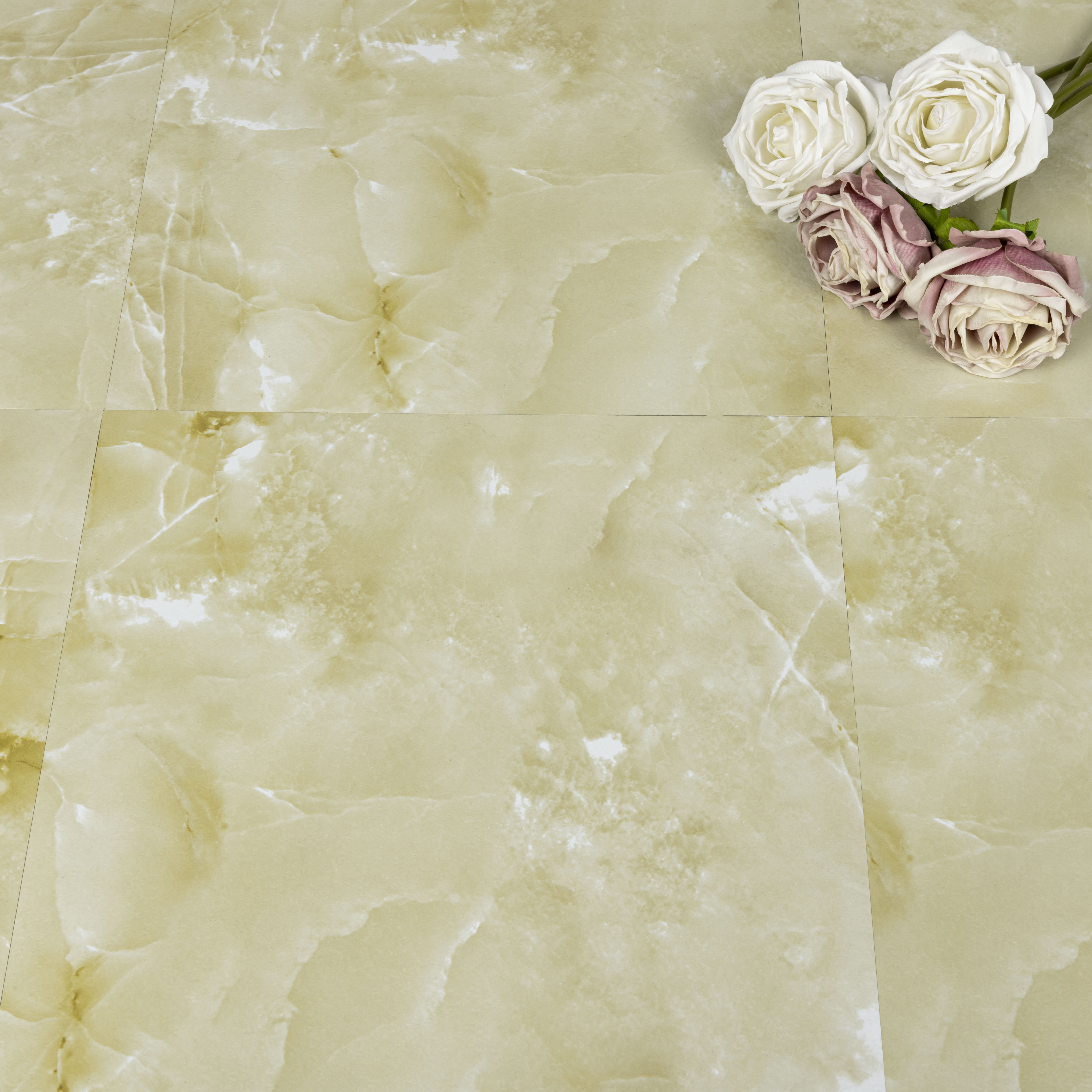 Lxcreat Yellow Marble Vinyl Flooring, Peel and Stick Floor Tile Waterproof, Peel and Stick Flooring Durable for Update Bathroom Kitchen Basement Toilet
