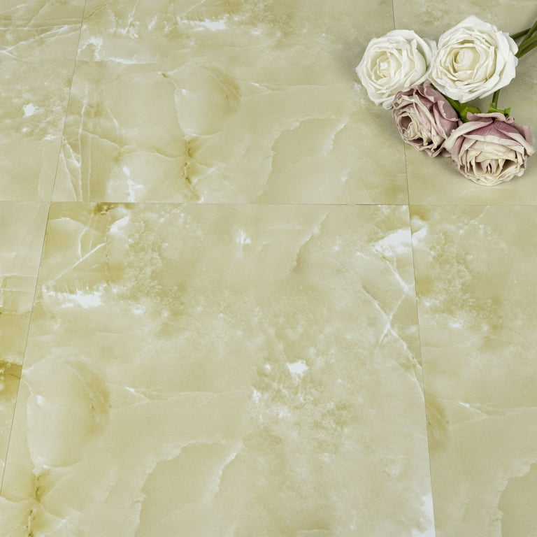 Lxcreat Yellow Marble Vinyl Flooring, Peel and Stick Floor