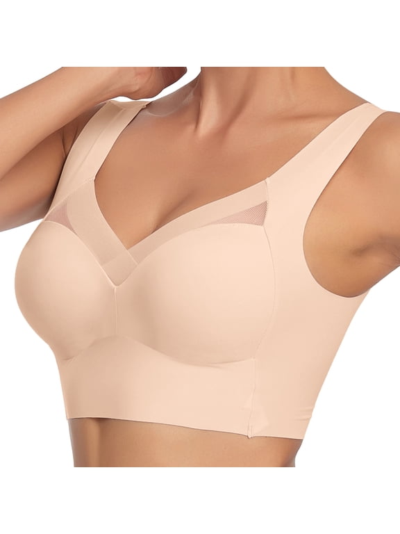 Lxkfashion Sale Sports Bra for Women Brown Women's Cotton Non-Wired Double Layer Soft Cup Bra, Soft Comfortable Invisible Seamless Under Clothing Bra, Opaque