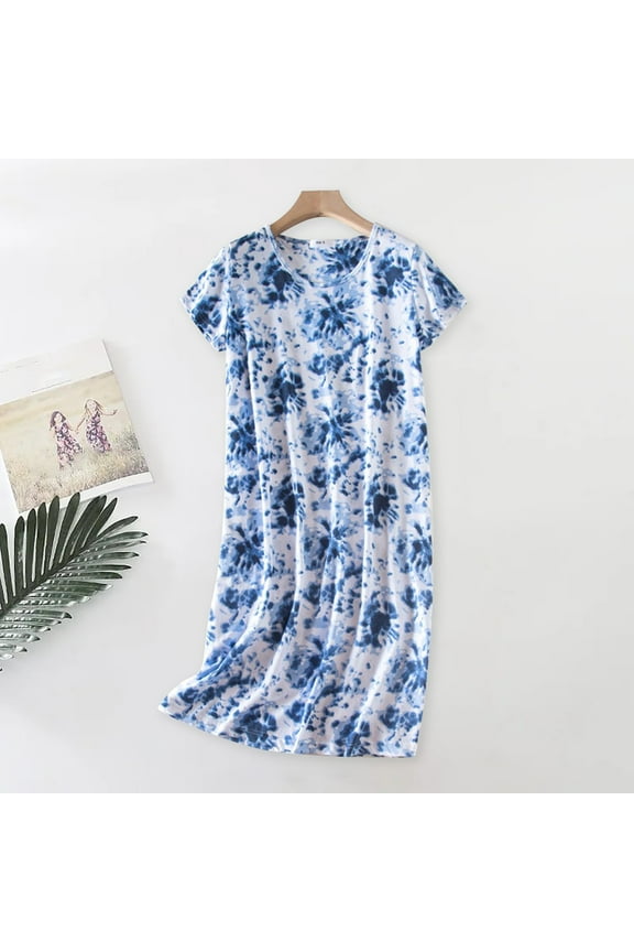 Lxkfashion Under $10 Nightgowns for Women Cotton Night Shirts Short Sleeve Night Gown Dress Casual Pajamas Soft Sleepwear