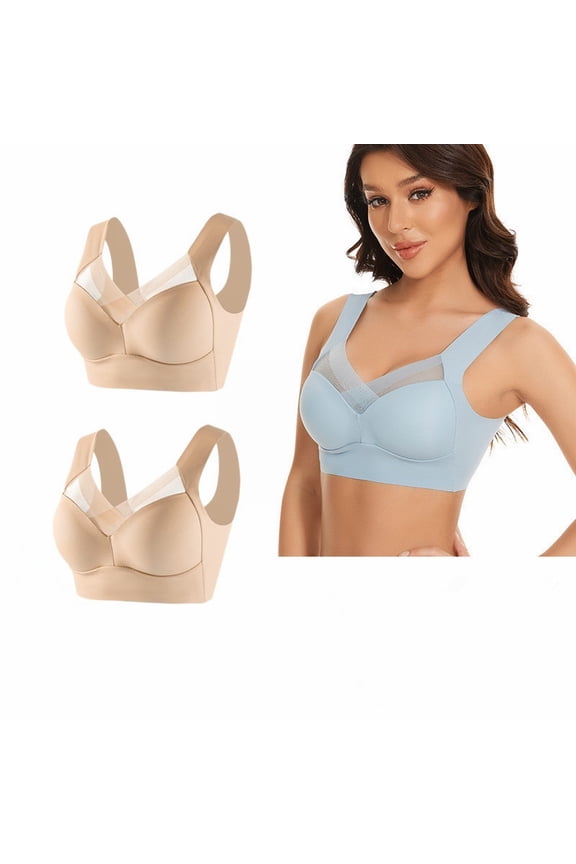 Full Coverage T-Shirt Bra for Plus Size Women: Seamless Underwire with Back Smoothing, Unlined for Comfort by Inbarely Pack of 2 Multicolor