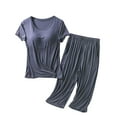 thumbnail image 1 of Lxkfashion Under $10 Grey Womens Pajamas Sets 2 Piece Lounge Set Short Sleeve Tops and Long Pants Soft Pjs Loungewear XL, 1 of 4