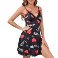 thumbnail image 1 of Lxkfashion Women's Lace Trim Side Slit Modal Cami Sleep Dress Print Lingerie Chemise Valentine's Gift Idea, 1 of 7