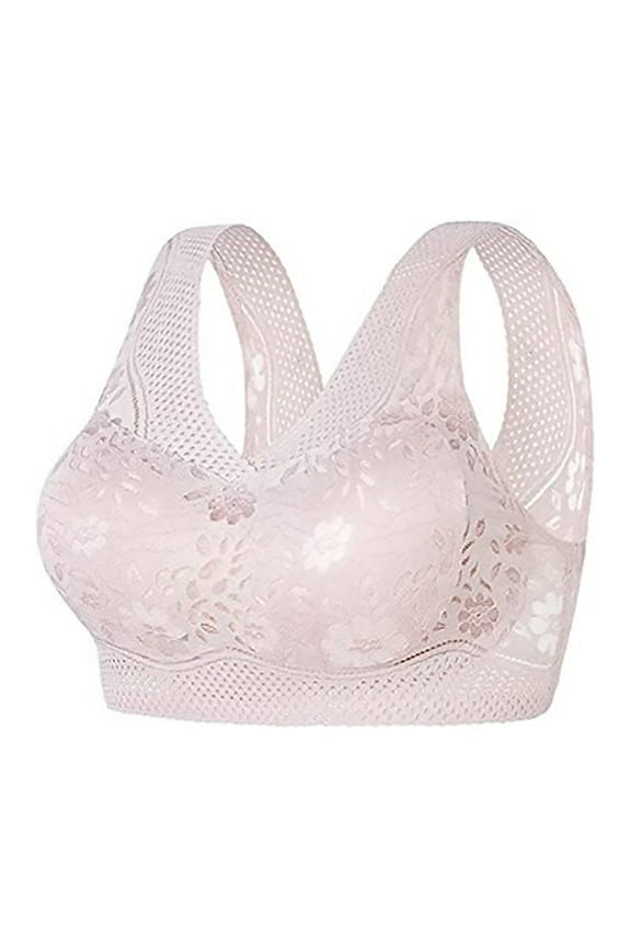 Women's Seamless Wireless Push Up Bra - Supportive Full Coverage Plunge Bralette, Deep V Neck No Underwire for Everyday Comfort Pink