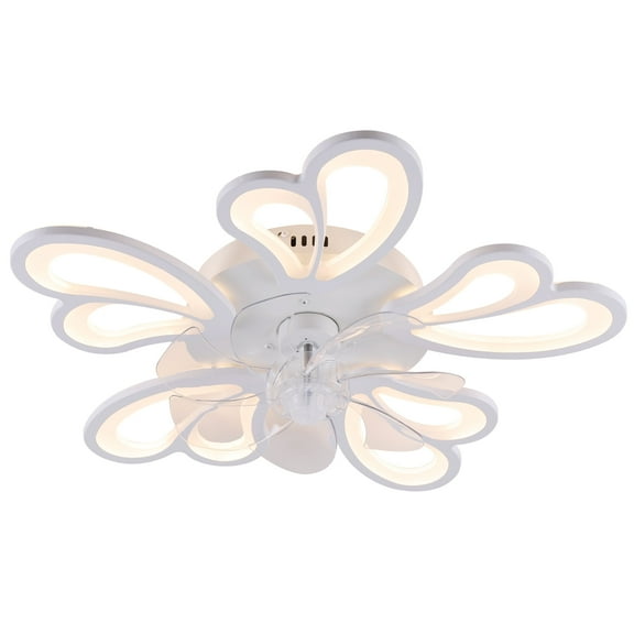 Lxmons 22'' Flush Mount Ceiling Fan with Lights and Remote, 3-Color Temps, 6 Speeds Reversible, Dimmable for Bedroom, Kitchen, Dining Room, White